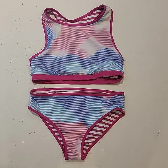 NWOT - GIRLS EDDIE BAUER REVERSIBLE‎ 2 PIECE BATHING SUIT (sz 14/16) - Picture 1 of 7